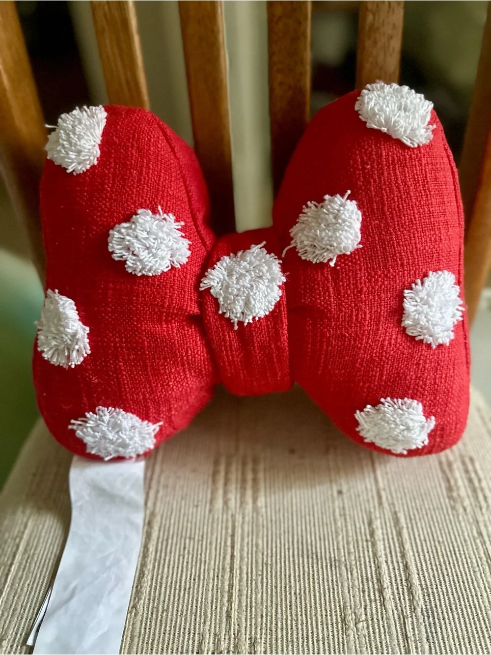 Minnie Mouse Red Polka Dot Bow Pillow - Plush Accent Accessory